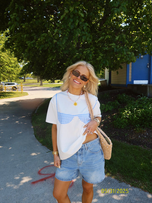 Bikini Babe Tee // Blue Gingham
